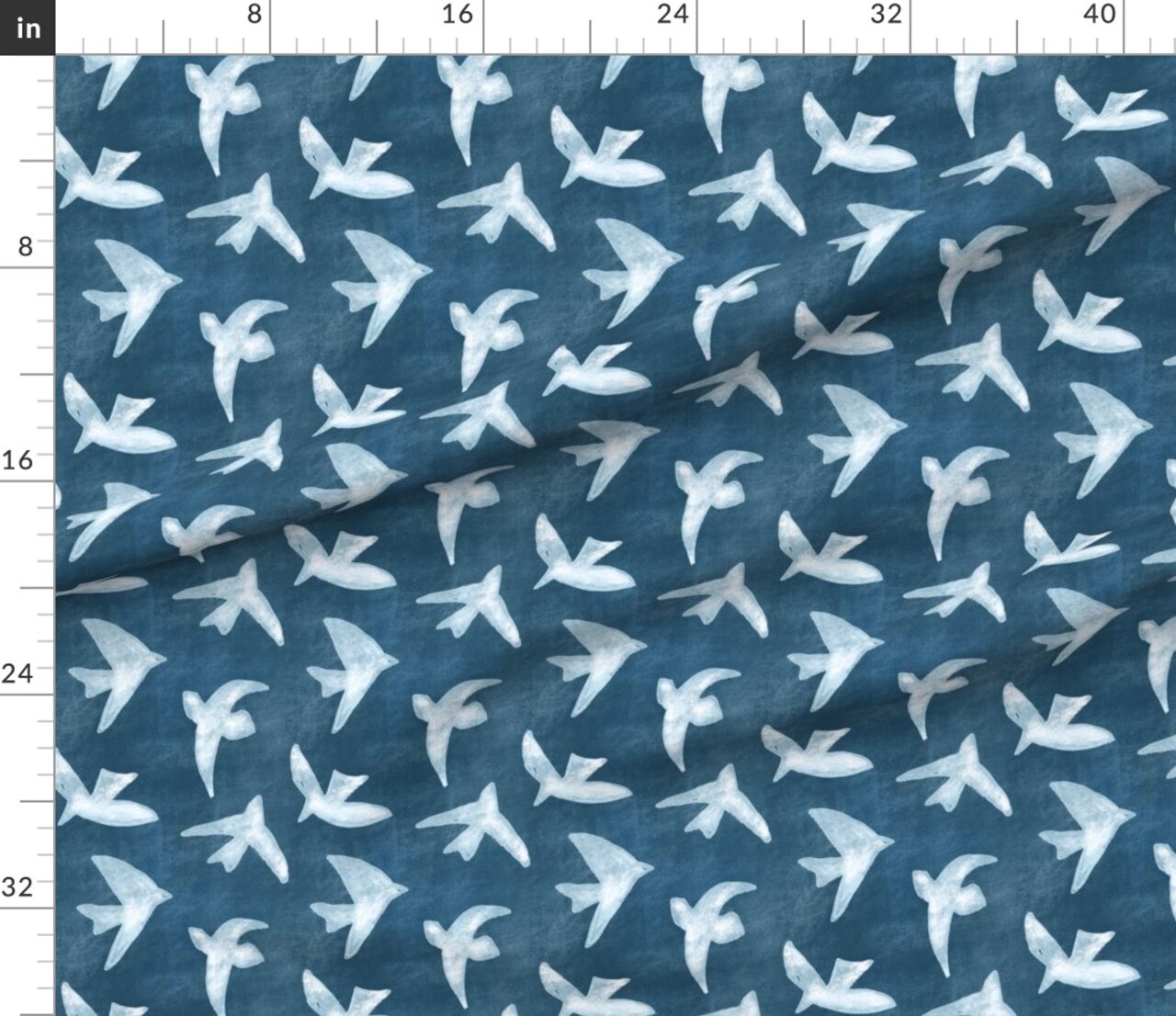 Blue Birds Indigo Shibori Style Seagull Coastal Ocean Bird Custom Printed Fabric by Spoonflower Various Fabrics by the Yard or Fat Quarter